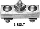 3 Bolt Clamp Marriage Guy Clamp 6" with 5/8" Bolts, 5/16" - 1/2" Strand Range H-J931