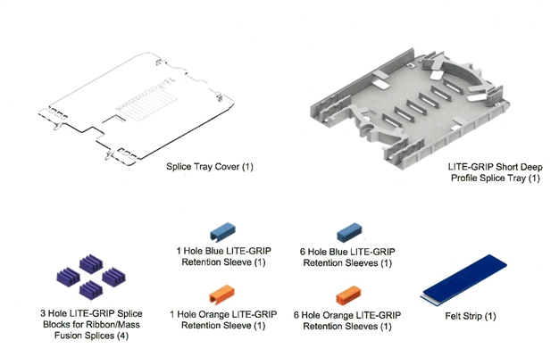 PLP LGSTR144 COYOTE LITE-GRIP Short Deep Profile Splice Tray for Mass Fusion Splices, 144 Ct.