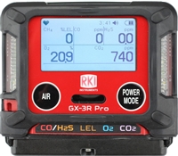 RKI 72-PAC-C GX-3R GX-3R Pro, 5 gas, LEL / O2 / combo H2S & CO / SO2 100 ppm with Li-Ion battery pack including  100-240 VAC charger